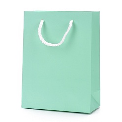 Aigue-marine Sacs en papier kraft, avec poignées, sacs-cadeaux, sacs à provisions, rectangle, aigue-marine, 16x12x5.9 cm