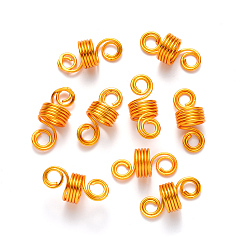 Gold Aluminum Hair Braid Dreadlock Beads, Dread Cuff Coil, Wire Hair Coil Cuffs, 5 Loops, Gold, 22~23x10mm, Hole: 4mm, 8mm Inner Diameter