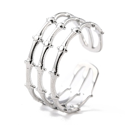 Stainless Steel Color 304 Stainless Steel Finger Rings, Cuff Rings, Long-Lasting Plated, Bone Shape, Stainless Steel Color, US Size 6 3/4(17.1mm), 6~9mm