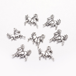 Antique Silver Tibetan Style Alloy Pendants, Horse, Antique Silver, 16.5x13.5x2mm, Hole: 2mm