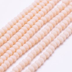 Rouge Lavande Perles verre opaque brins, facette, rondelle, blush lavande, 2.5x1.5~2mm, Trou: 0.5mm, Environ 185~190 pcs/chapelet, 13.7 pouces ~ 14.1 pouces