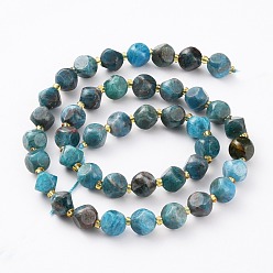 Apatite Natural Apatite Beads Strands, with Seed Beads, Six Sided Celestial Dice, Dyed, Faceted, 8~8.5x8~8.5mm, Hole: 1mm, about 21pcs/strand, 7.99 inch(20.3cm)