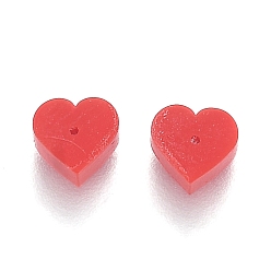 Rouge Écrous en silicone, dos d'oreille, cœur, rouge, 5.2x5.7x3.5mm, Trou: 0.5mm