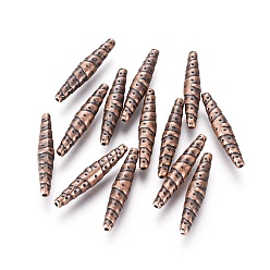 Red Copper Tibetan Style Alloy Beads, Lead Free and Cadmium Free, Tube, Red Copper, 25x5mm, Hole: 1mm