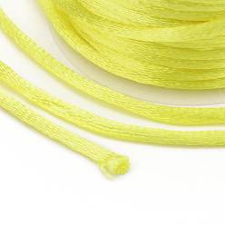 Yellow Nylon Cord, Satin Rattail Cord, for Beading Jewelry Making, Chinese Knotting, Yellow, 1mm, about 32.8 yards(30m)/roll