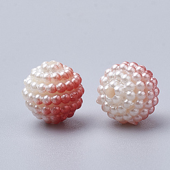 Red Imitation Pearl Acrylic Beads, Berry Beads, Combined Beads, Rainbow Gradient Mermaid Pearl Beads, Round, Red, 12mm, Hole: 1mm, about 200pcs/bag