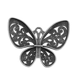 Antique Silver Tibetan Style Alloy Filigree Butterfly Pendants, Cadmium Free & Lead Free, Antique Silver, 49x56x3mm, Hole: 4x3mm