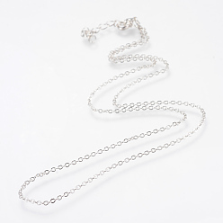Platine Fabrication de collier de chaînes de câble de fer, avec fermoirs mousquetons, soudé, platine, 19.6 pouce (50 cm)