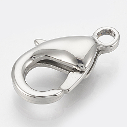 Stainless Steel Color 304 Stainless Steel Lobster Claw Clasps, teardrop, Stainless Steel Color, 16x10x4.5mm, Hole: 2mm