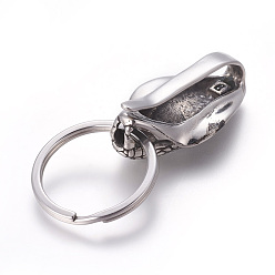 Antique Silver 304 Stainless Steel Split Key Rings, Keychain Clasp Findings, Snake, Antique Silver, 62mm, Ring: 28x2.5mm, 22mm Inner Diameter