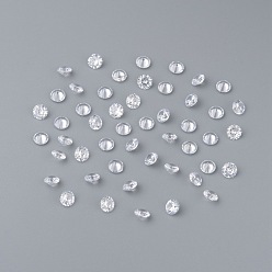 Clear Cubic Zirconia Cabochons, Grade A, Faceted, Diamond, Clear, 3x2mm