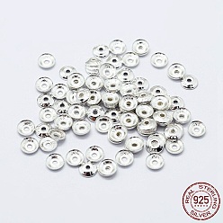 Silver 925 Sterling Silver Bead Caps, Apetalous, with 925 Stamp, Silver, 5x1mm, Hole: 0.8mm, about 150pcs/10g