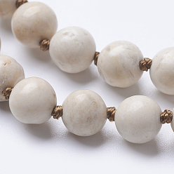 Pétrifié En Bois Colliers perlés en bois pétrifié naturel, ronde, 36 pouce (91.44 cm)