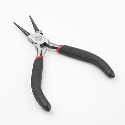 Black DIY Jewelry Tool Sets, Polishing Side Cutting Pliers, Wire Cutter Pliers and Round Nose Pliers, Black, Gunmetal, 105~125x61~62mm, 3pcs/set