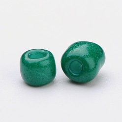 Bleu Vert Cuisson de peinture perles de rocaille en verre, sarcelle, 6/0, 4~5x3~4mm, Trou: 1~2mm, environ500 pcs / 50 g, 50 g / sac, 18sacs/2livres