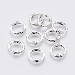 Antique Silver Tibetan Style Alloy Bead Frame, Ring, Antique Silver, Lead Free & Cadmium Free, 15x13x3.5mm, Hole: 1.5mm