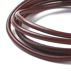 Шоколадный Кожаный шнур бисером, натуральной кожи, DIY ожерелье делая материал, цвет шоколада, 3 мм, около 1.09 ярдов (1 м) / прядь