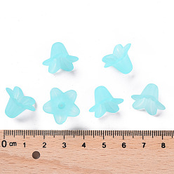 Cyan Clair Perles acryliques transparentes, givré, fleur, cyan clair, 17.5x12mm, trou: 1.5 mm, environ 770 pcs / 500 g