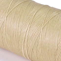 Cornsilk Waxed Polyester Cord, Micro Macrame Cord, Waxed Sewing Thread, Flat, Cornsilk, 0.8mm, about 284.33 yards(260m)/roll