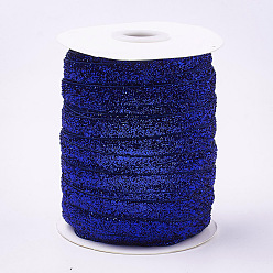 Bleu Moyen  Ruban scintillant scintillant, ruban de polyester et nylon, bleu moyen, 3/8 pouce (9.5~10 mm), environ 50 yards / rouleau (45.72 m / rouleau)
