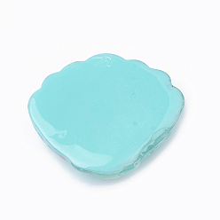 Turquoise Foncé Cabochons en résine, avec paillette, coquille, turquoise foncé, 25x28~29x7mm