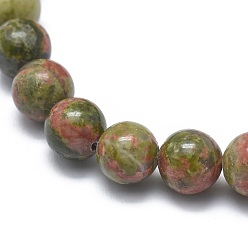 Unakite Natural Unakite Bead Stretch Bracelets, Round, 2 inch~2-3/8 inch(5~6cm), Bead: 5.8~6.8mm