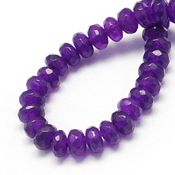 Indigo Natural Jade Bead Strands, Dyed, Faceted, Rondelle, Indigo, 8x5mm, Hole: 1mm, 14.9 inch