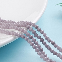 Gray Natural Mashan Jade Round Beads Strands, Dyed, Gray, 4mm, Hole: 1mm, about 98pcs/strand, 15.7 inch