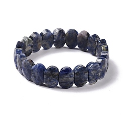 (306FM) Жонкиль матовый с лаймовой подкладкой Овальный эластичный браслет из бусин из натуральной синей пятнистой яшмы, украшения из драгоценных камней для женщин, внутренний диаметр: 2-1/8 дюйм (5.4~5.5 см)