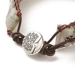 Лабрадорита Прямоугольный браслет из бусин из натурального лабрадорита, плетеные украшения из драгоценных камней для женщин, 8-7/8 дюйм (22.5 см)