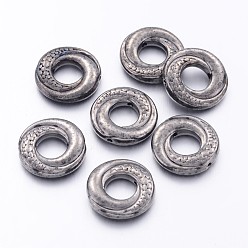 Gunmetal Tibetan Style Alloy Beads, Donut, Gunmetal, Lead Free & Cadmium Free, 15x4mm, Hole: 1mm