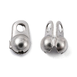 Stainless Steel Color 304 Stainless Steel Bead Tips, Calotte Ends, Clamshell Knot Cover, Stainless Steel Color, 8x4mm, Hole: 2mm