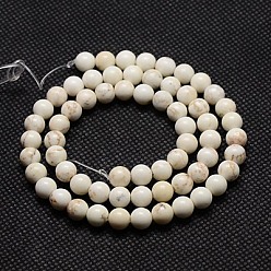 Magnesite Natural Magnesite Beads Strands, Round, PapayaWhip, 6mm, Hole: 1mm