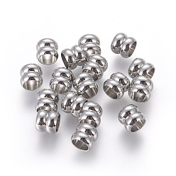 Stainless Steel Color 201 Stainless Steel Beads, Large Hole Beads, Column, Stainless Steel Color, 6x7mm, Hole: 5mm