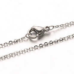 Stainless Steel Color 304 Stainless Steel Cable Chain Necklaces, with Lobster Claw Clasps, Stainless Steel Color, 19.7 inch(50cm)