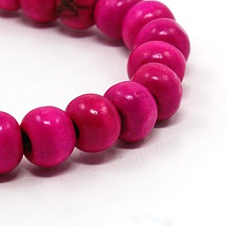 Fuchsia Wood Beads Stretch Bracelets, Fuchsia, 59mm