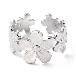 Stainless Steel Color 304 Stainless Steel Finger Rings, Cuff Rings, Long-Lasting Plated, Sunflower, Stainless Steel Color, US Size 7 1/4(17.5mm), 7~12mm
