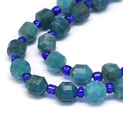 Apatite Natural Apatite Beads Strands, with Seed Beads, Faceted, Bicone, Double Terminated Point Prism Beads, 5~7x6mm, Hole: 0.8mm, about 48pcs/strand, 15.55 inch(39.5cm)