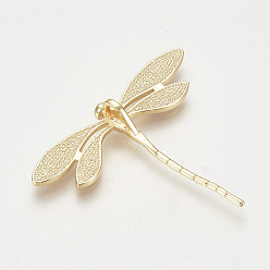 Real 18K Gold Plated Brass Pendants, Dragonfly, Nickel Free, Real 18K Gold Plated, 38x45x7mm, Hole: 5x3mm