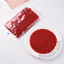 Orange Red 12/0 Grade A Round Glass Seed Beads, Silver Lined, Orange Red, 12/0, 2x1.5mm, Hole: 0.3mm, about 30000pcs/bag