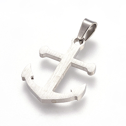 Stainless Steel Color Trendy Necklace Findings Anchor 304 Stainless Steel Pendants, Stainless Steel Color, 27x20x2mm, Hole: 6x4mm