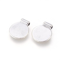 Antique Silver Alloy Stamping Blank Tag Charms Pendants, Flat Round, Cadmium Free & Lead Free, Antique Silver, 12x15x3mm, Hole: 2mm