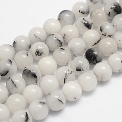 White Jade Natural White Jade Bead Strands, Round, 10mm, Hole: 1mm, about 40pcs/strand, 15.7 inch(400mm)