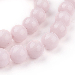 Pink Natural Mashan Jade Beads Strands, Dyed, Round, Pink, 10mm, Hole: 1.2mm, about 42pcs/strand, 16 inch