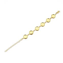 Golden Brass Bracelet Making, Flat Round, Golden, Tray: 12mm, 6-3/4 inch(170mm)