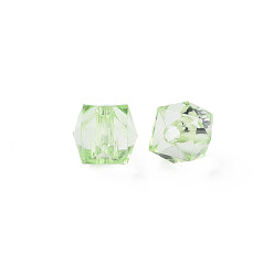 Light Green Transparent Acrylic Beads, Faceted, Square, Light Green, 8.5x9.5x9.5mm, Hole: 2.5mm, about 1070pcs/500g