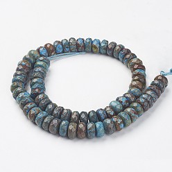 Chrysocolla Natural Chrysocolla Bead Strands, Dyed & Heated, Faceted, Rondelle, 9.5~10x4.5~6mm, Hole: 1mm, about 70pcs/strand, 15.5 inch(39.5cm)