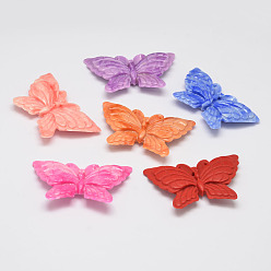 Mixed Color Butterfly Dyed Synthetical Coral Beads, Mixed Color, 32x52x8mm, Hole: 1mm