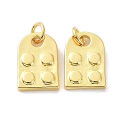 Real 18K Gold Plated & Gunmetal Eco-Friendly Brass Building Blocks Charms, Long-Lasting Plated, with Jump Ring, Half Oval, Real 18K Gold Plated & Gunmetal, 13.5x9.5x2.5mm, Hole: 3.5mm