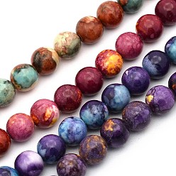 Mixed Color Synthetic Ocean White Jade Round Bead Strands, Dyed, Mixed Color, 10mm, Hole: 1.5mm, about 39pcs/strand, 15.3 inch